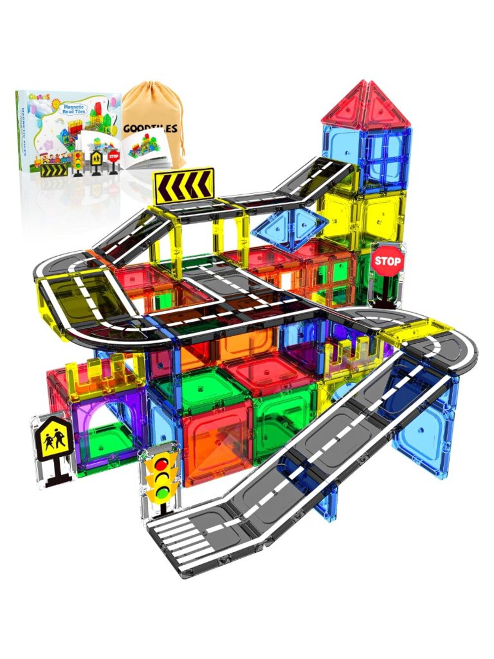 Magnetic Tiles Road Set 38 Piece Building Blocks STEM Toy Boys Girls 3-8